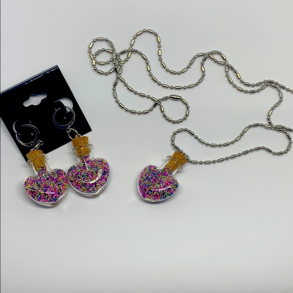 Beads in my Heart necklace/earrings set